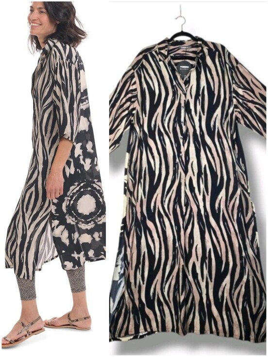 Alembika Dresses & Skirts - NEW $324 Alembika Shayna Oversize Safari Shirt Dress Zebra Print Pockets Medium